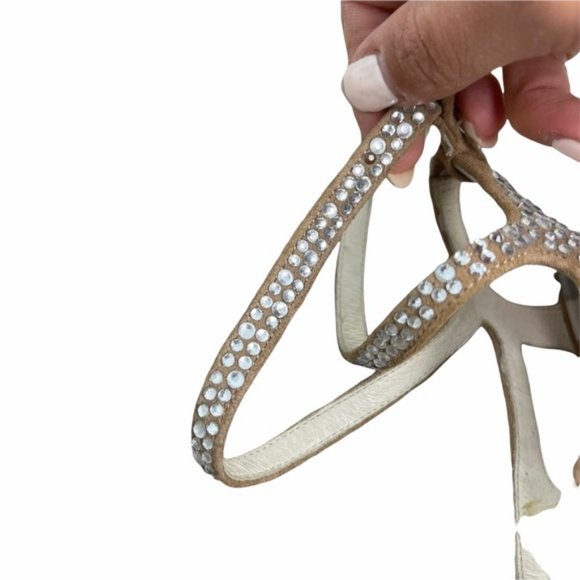 MICHAEL Michael Kors Jeweled Bling Strappy Brown Suede Slingback Stiletto Size6M - Picture 4 of 11